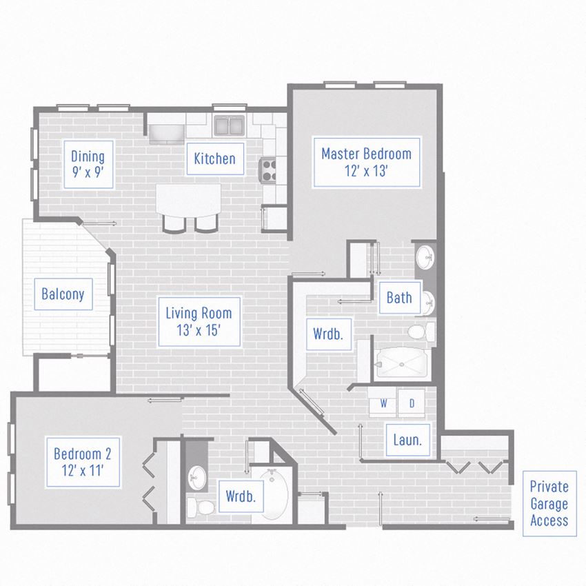 2 Bed, 2 Bath - 1408 SF